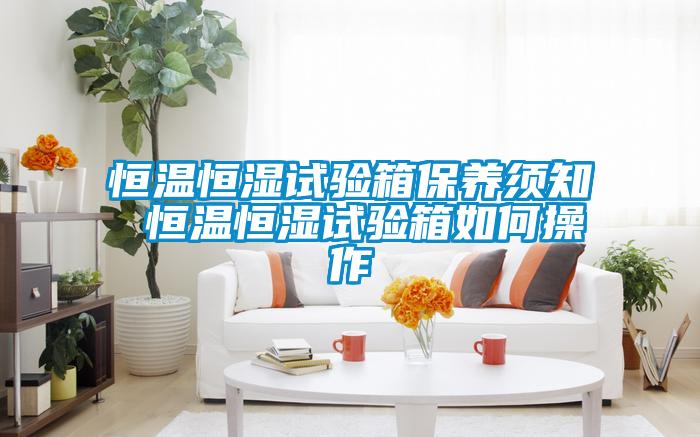 恒溫恒濕試驗箱保養須知 恒溫恒濕試驗箱如何操作